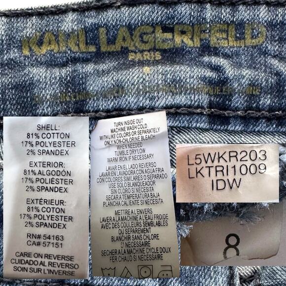 Karl Lagerfeld Straight Leg Mid-Rise Jeans, Size 8, Blue Medium Wash - Picture 11 of 11